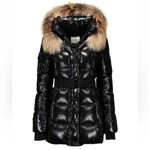 SAM. Black Puffer Jacket with Fur Trim